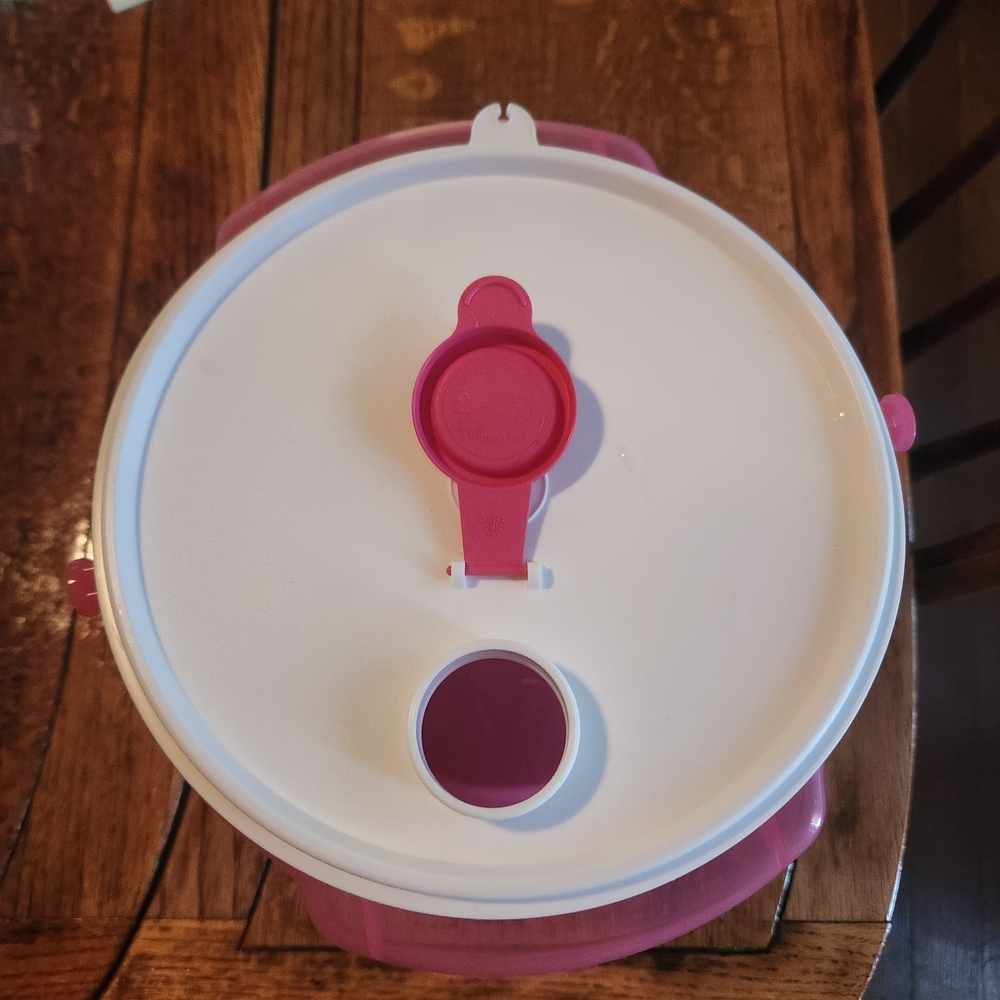 Tupperware Pink and White Food Storage Container